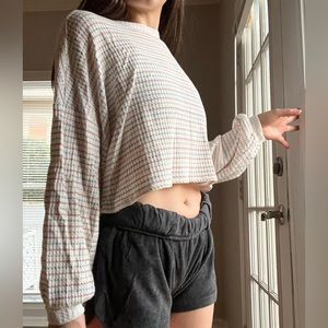 Waffled Striped Bohme Top